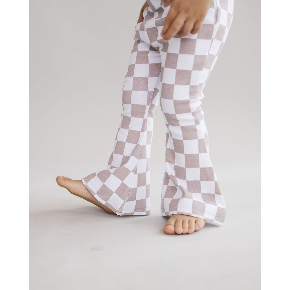 Checkered Flare Pants | Latte