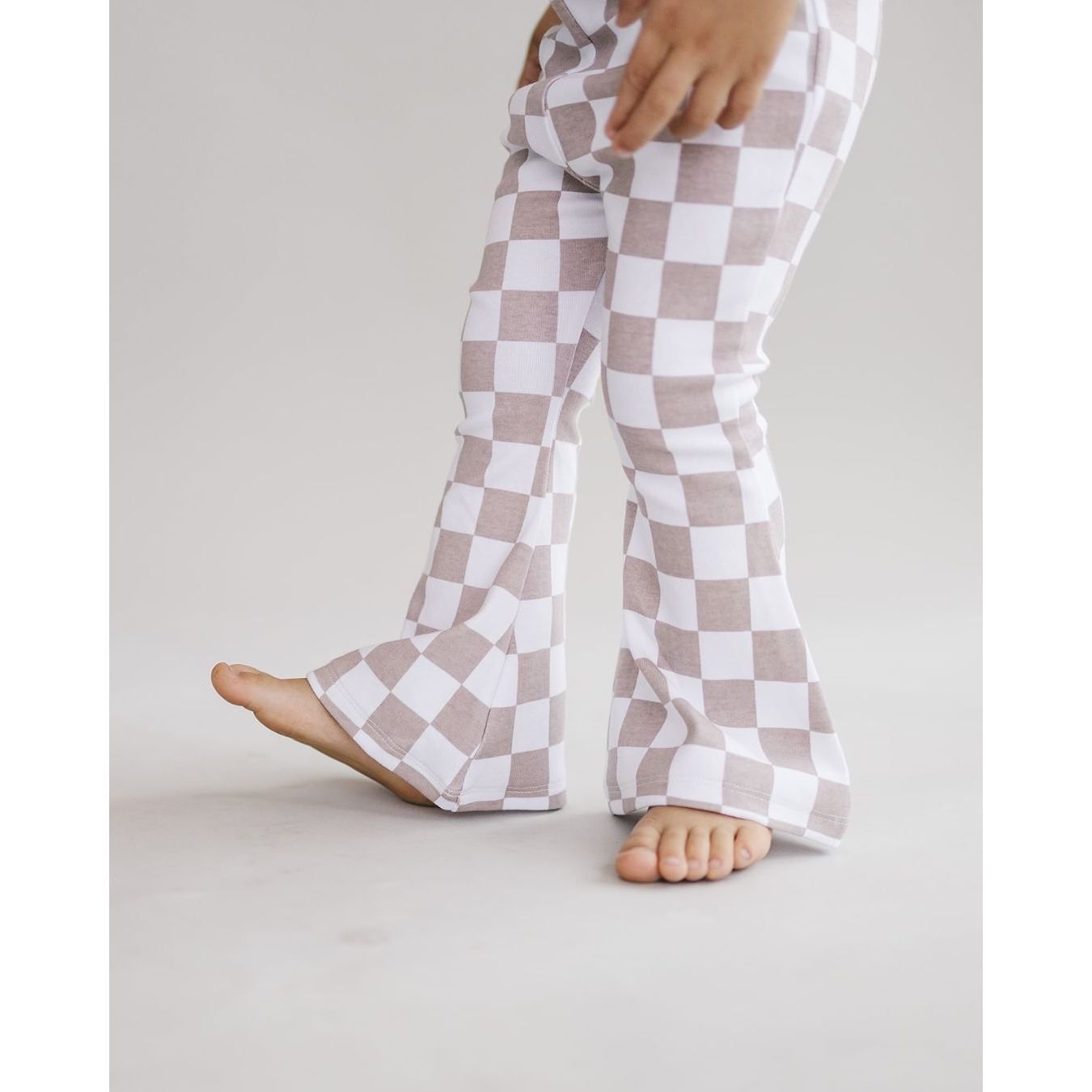 Checkered Flare Pants | Latte