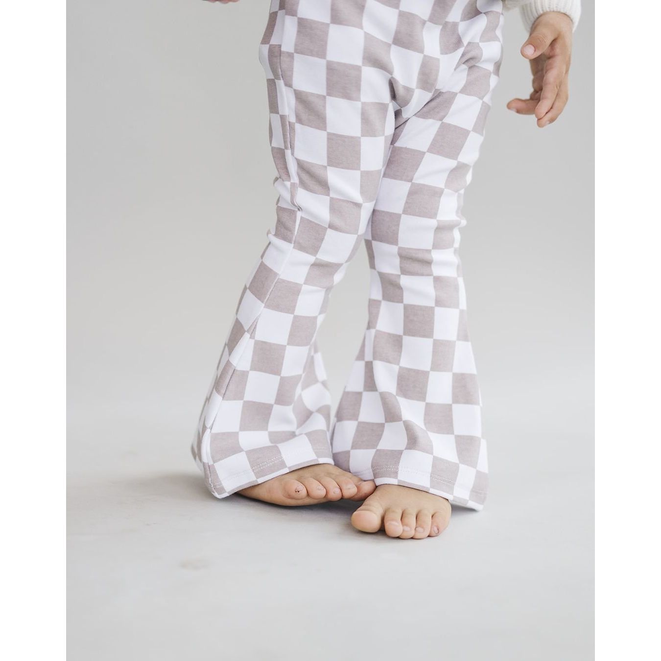 Checkered Flare Pants | Latte