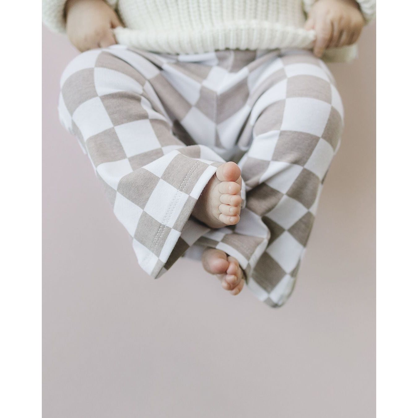 Checkered Flare Pants | Latte
