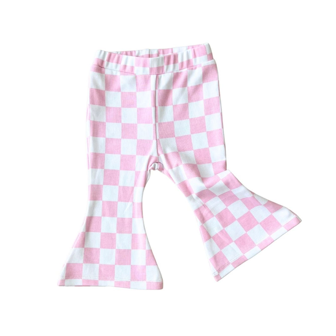 Checkered Flare Pants | Pink