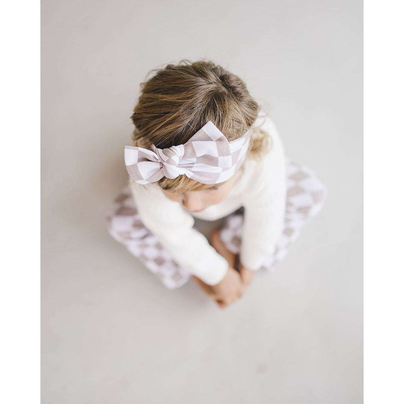 Checkered Headband | Latte