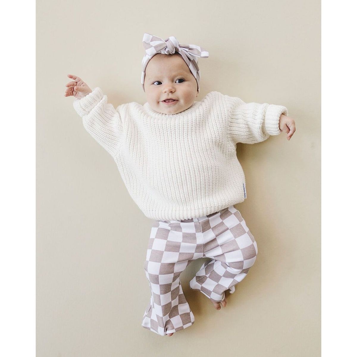 Checkered Headband | Latte