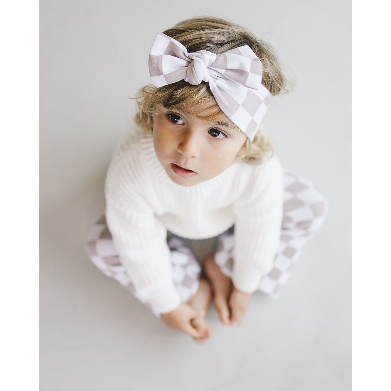 Checkered Headband | Latte