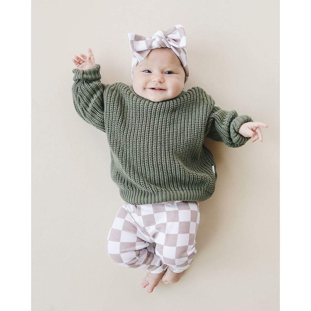 Checkered Headband | Latte