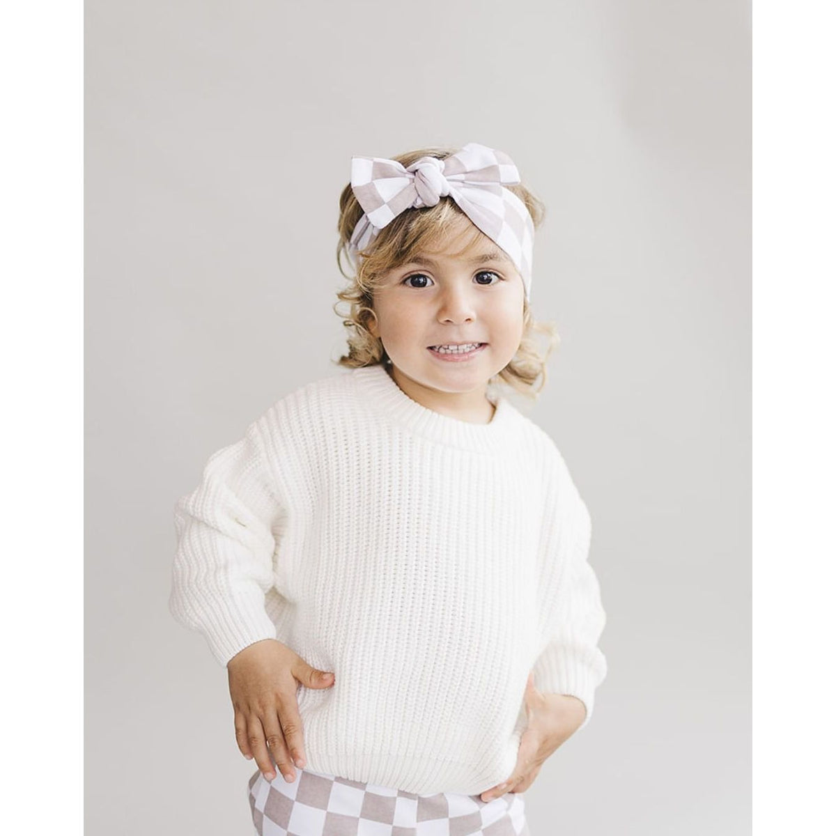 Checkered Headband | Latte