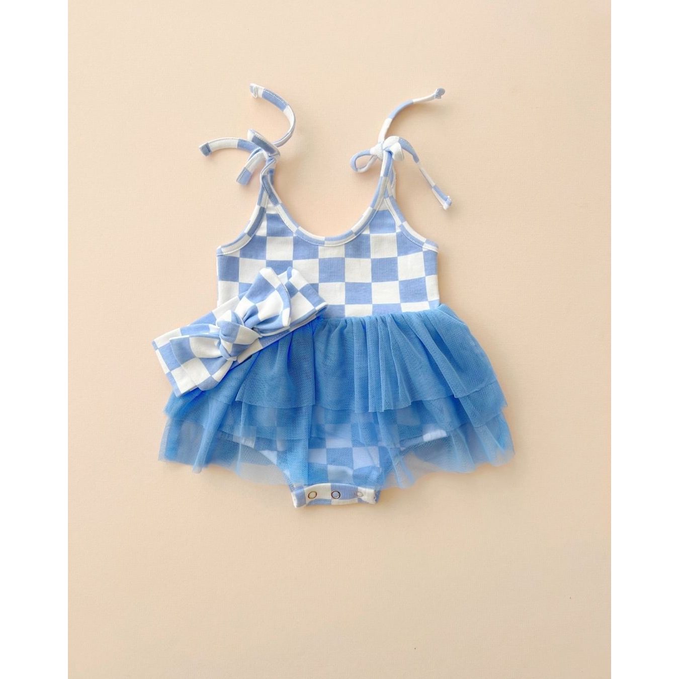 Checkered Headband | Blue