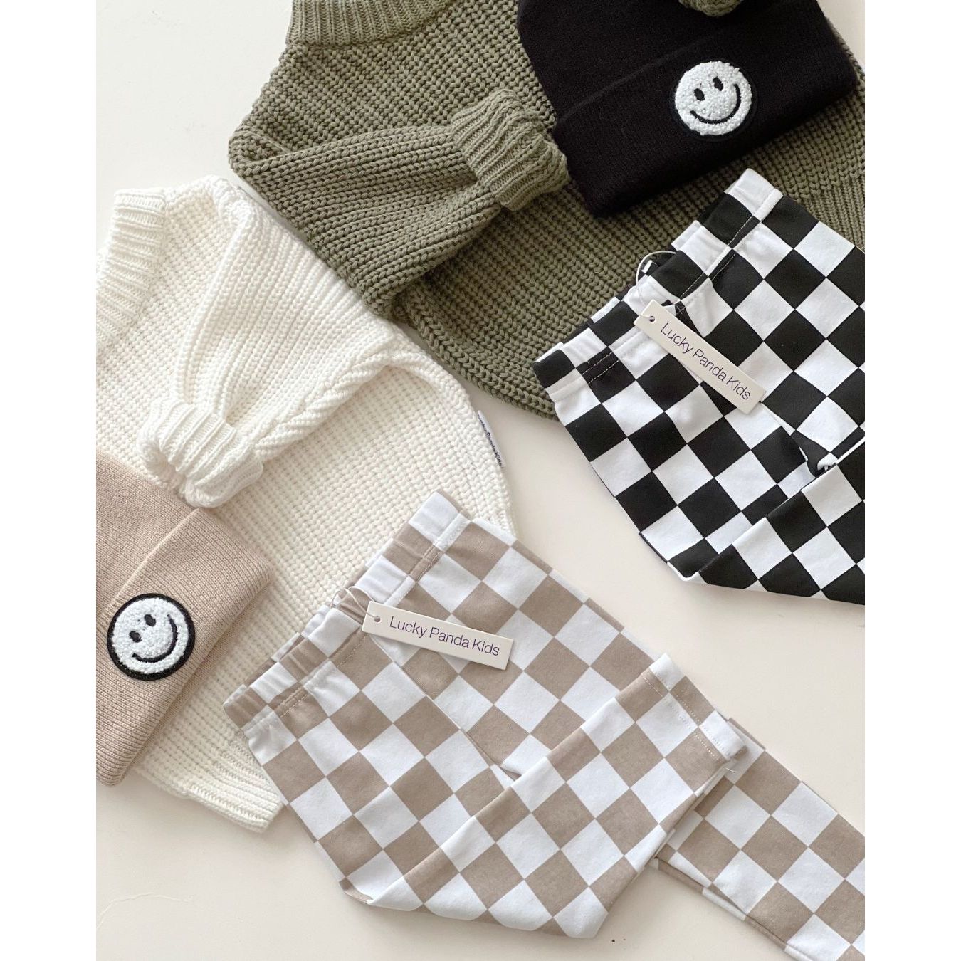 Checkered Leggings | Latte
