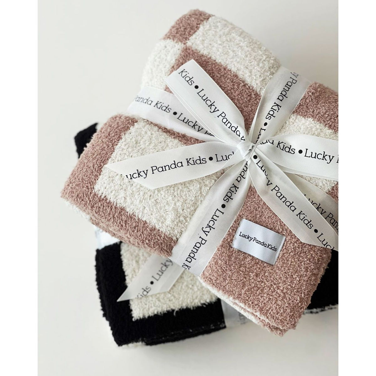 Checkered Plush Blanket | Latte