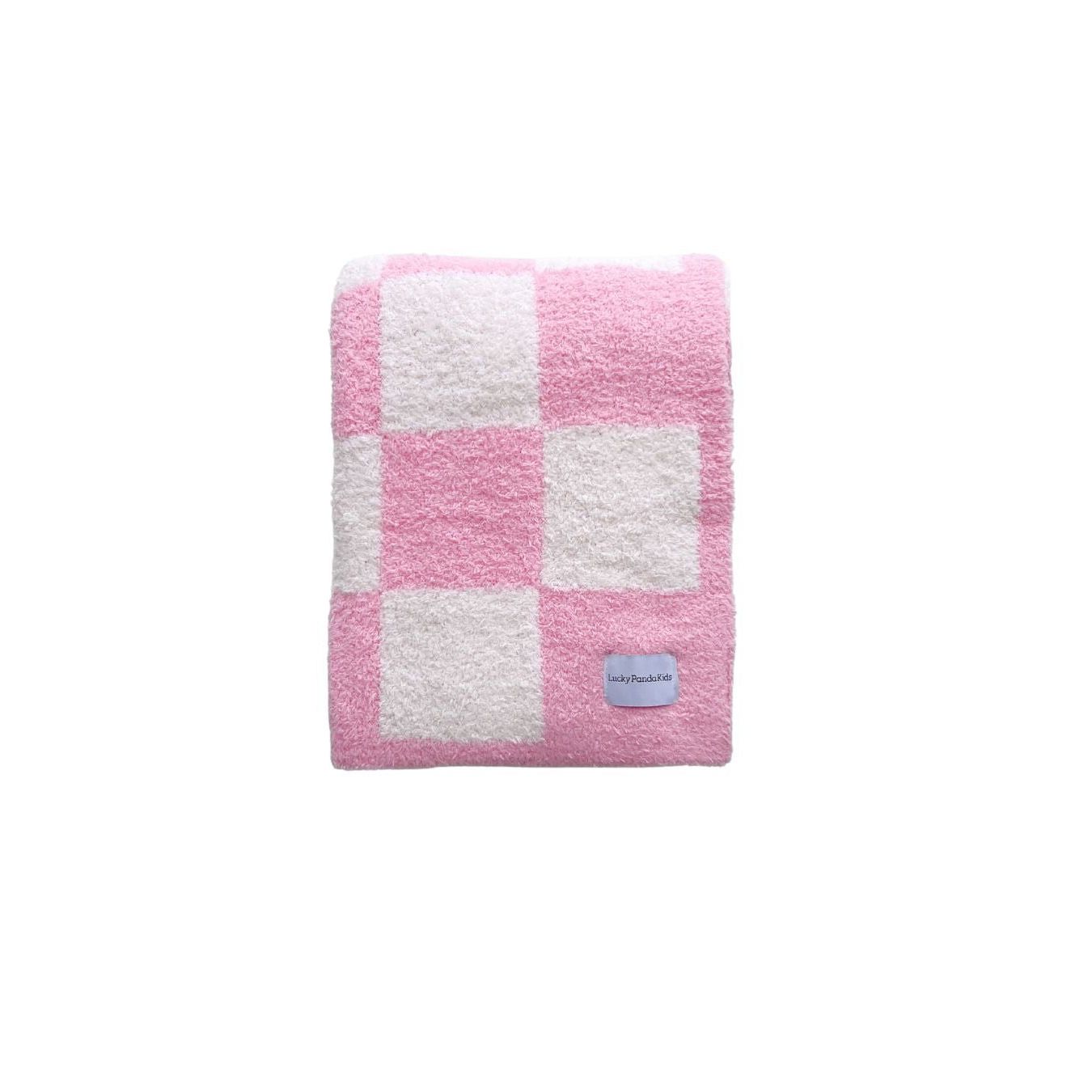 Checkered Plush Blanket | Pink