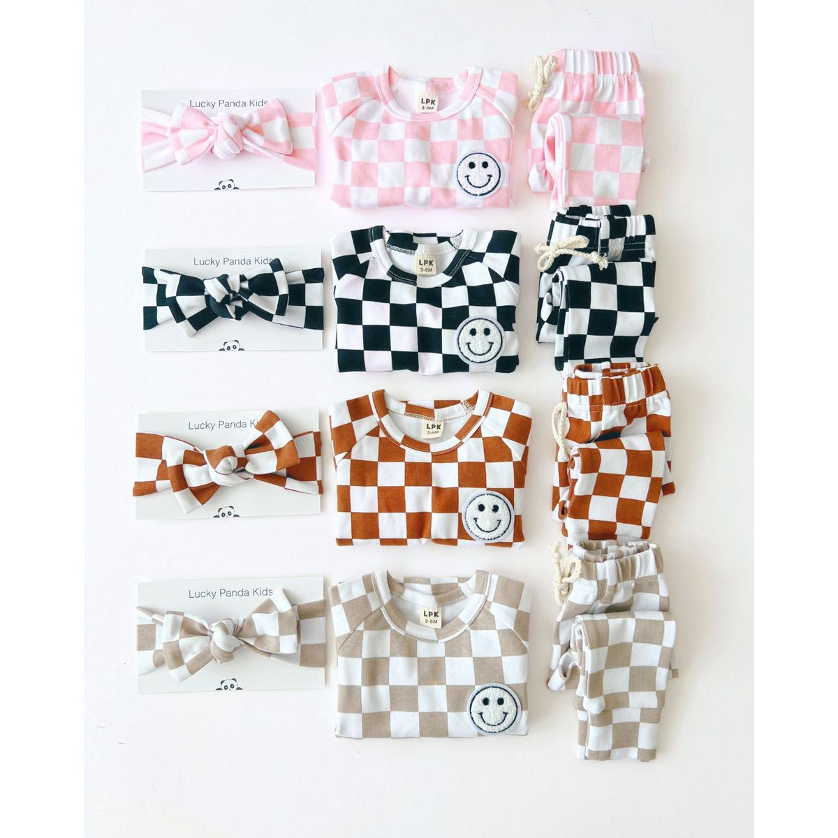 Checkered Smiley Lounge Set | Black
