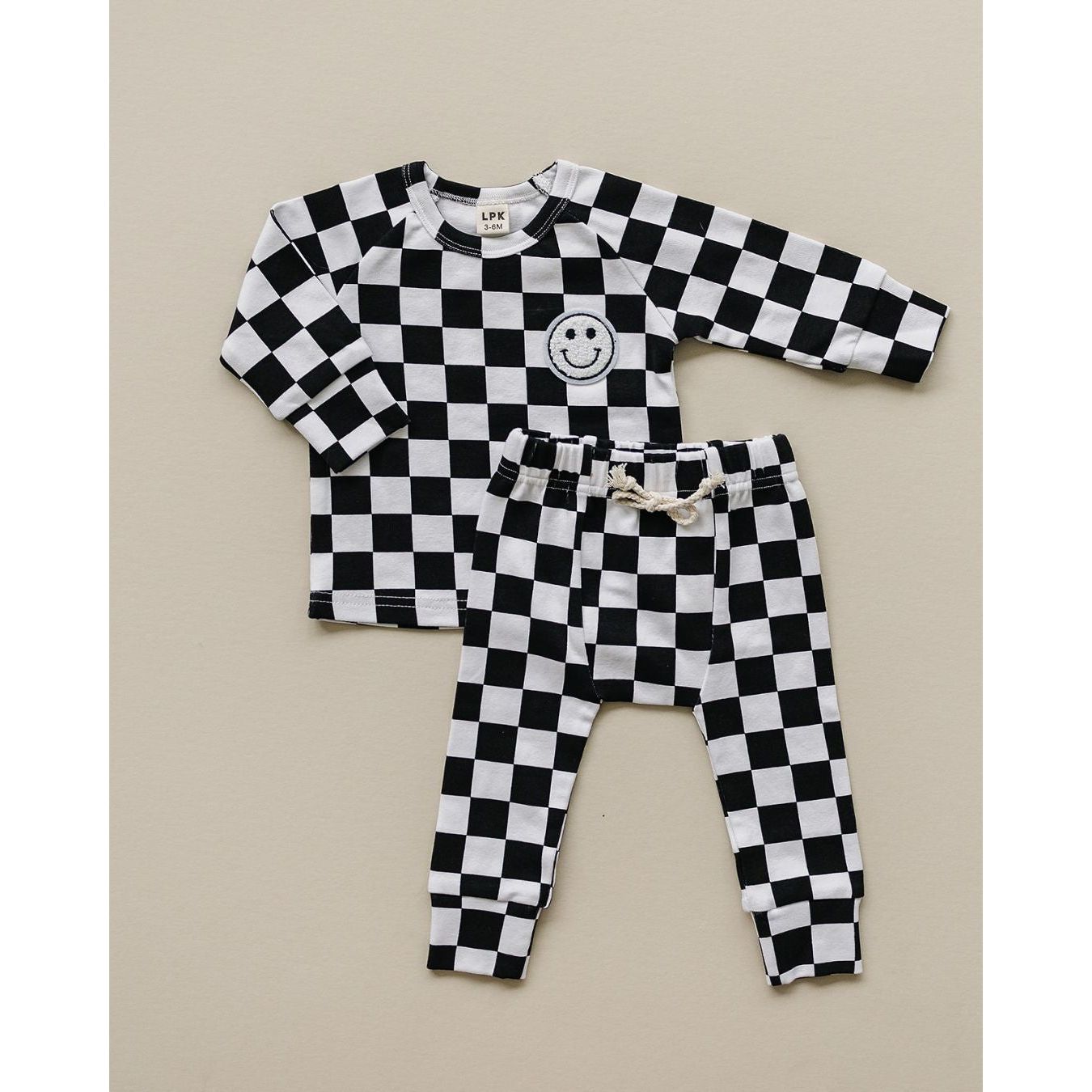 Checkered Smiley Lounge Set | Black