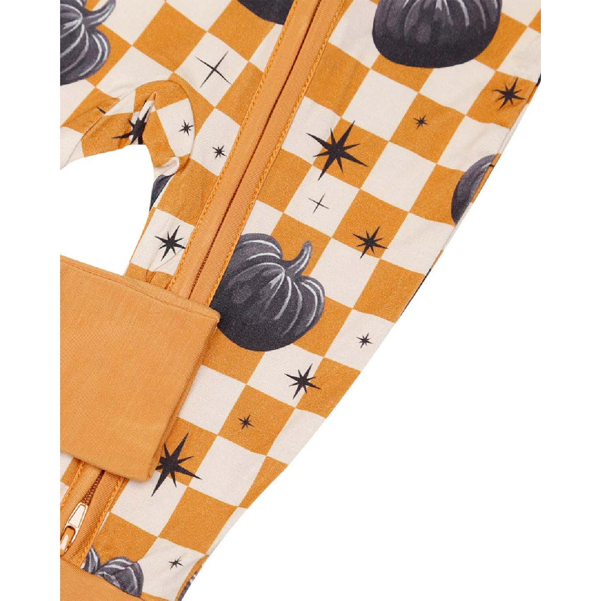 Bamboo Zip Romper | Checkered Pumpkin