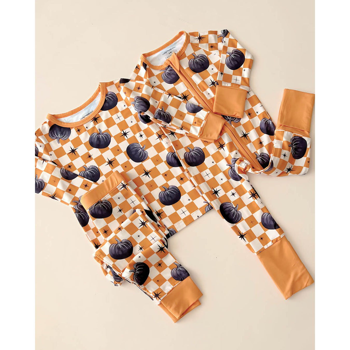 Bamboo Zip Romper | Checkered Pumpkin