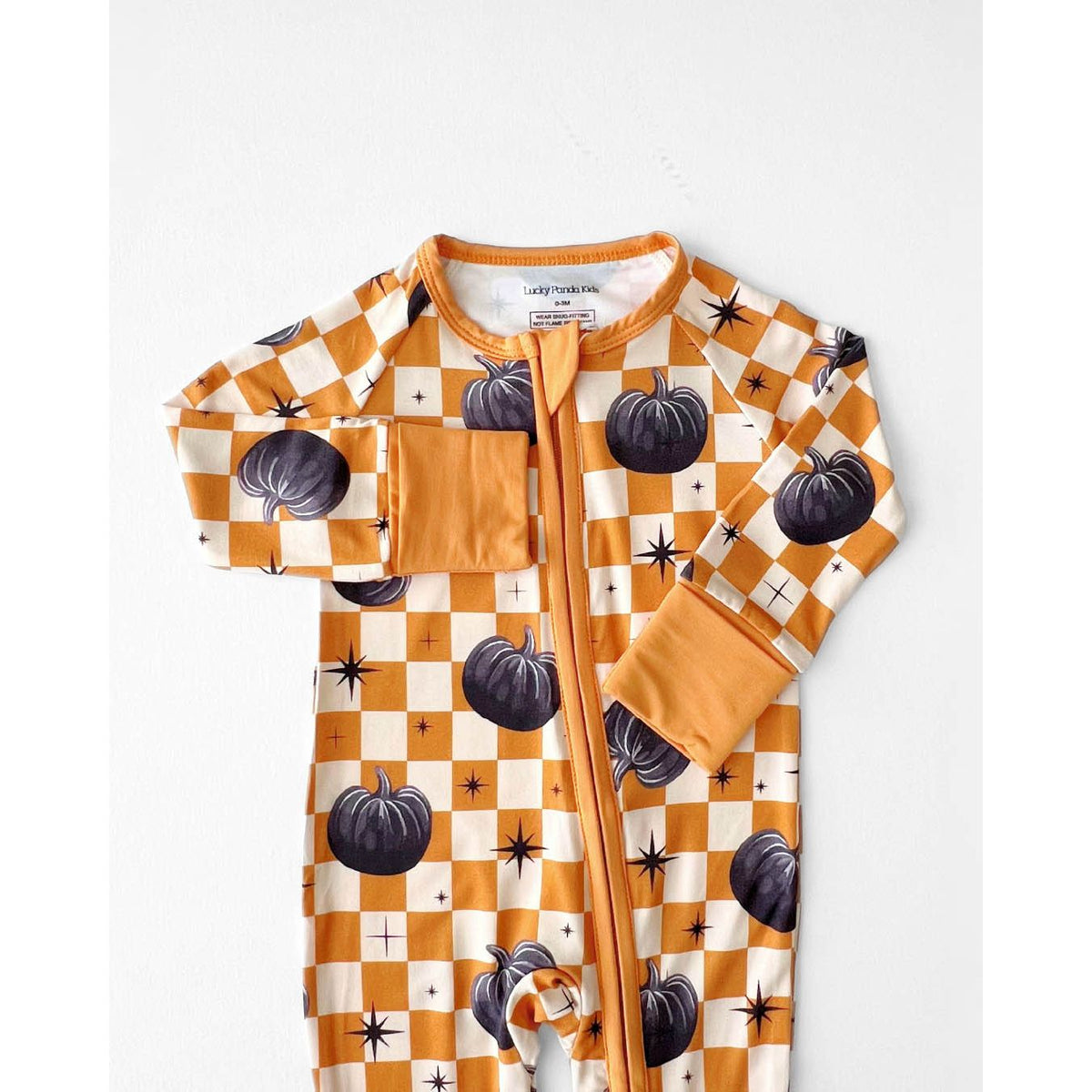 Bamboo Zip Romper | Checkered Pumpkin