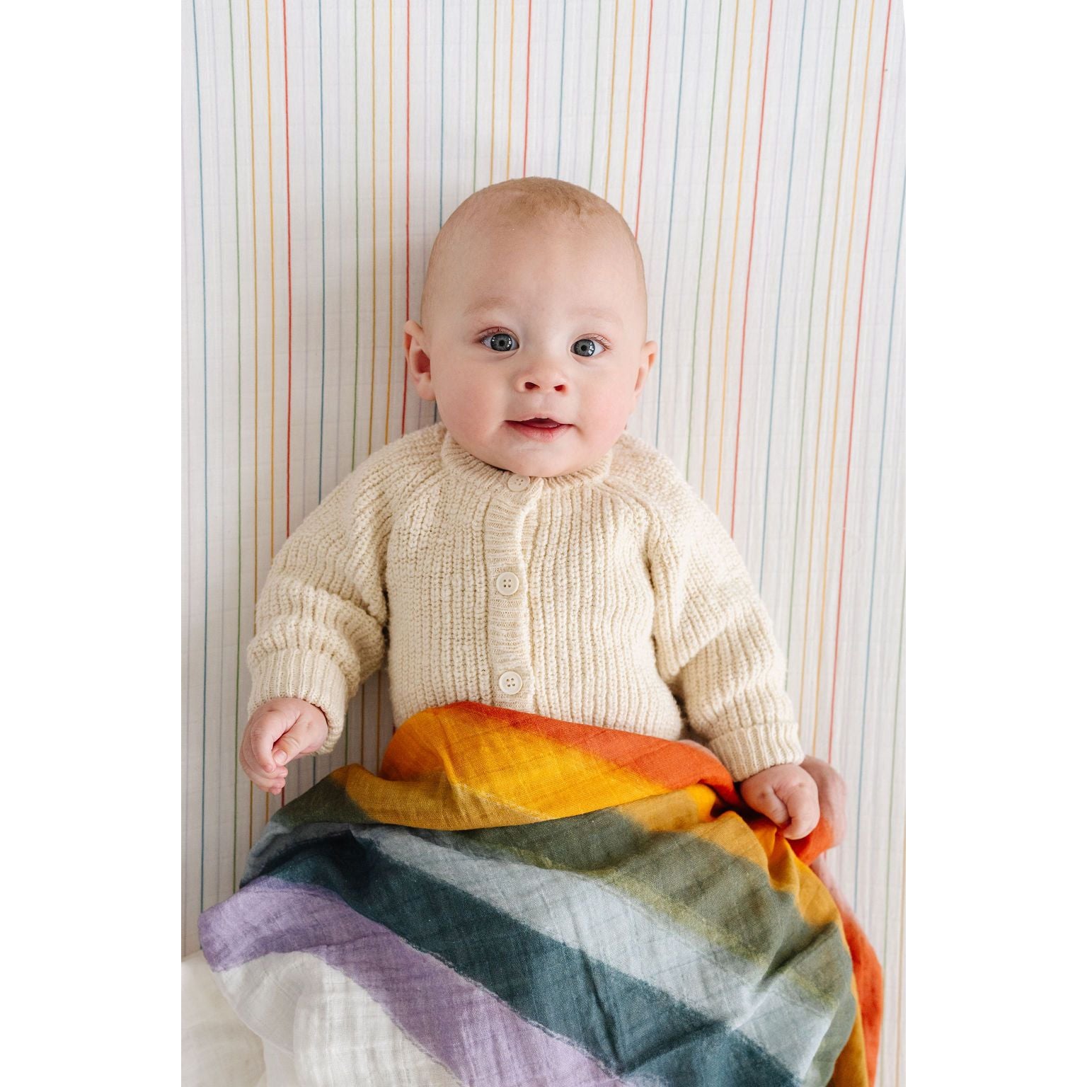 Rainbow Stripe Crib Sheet
