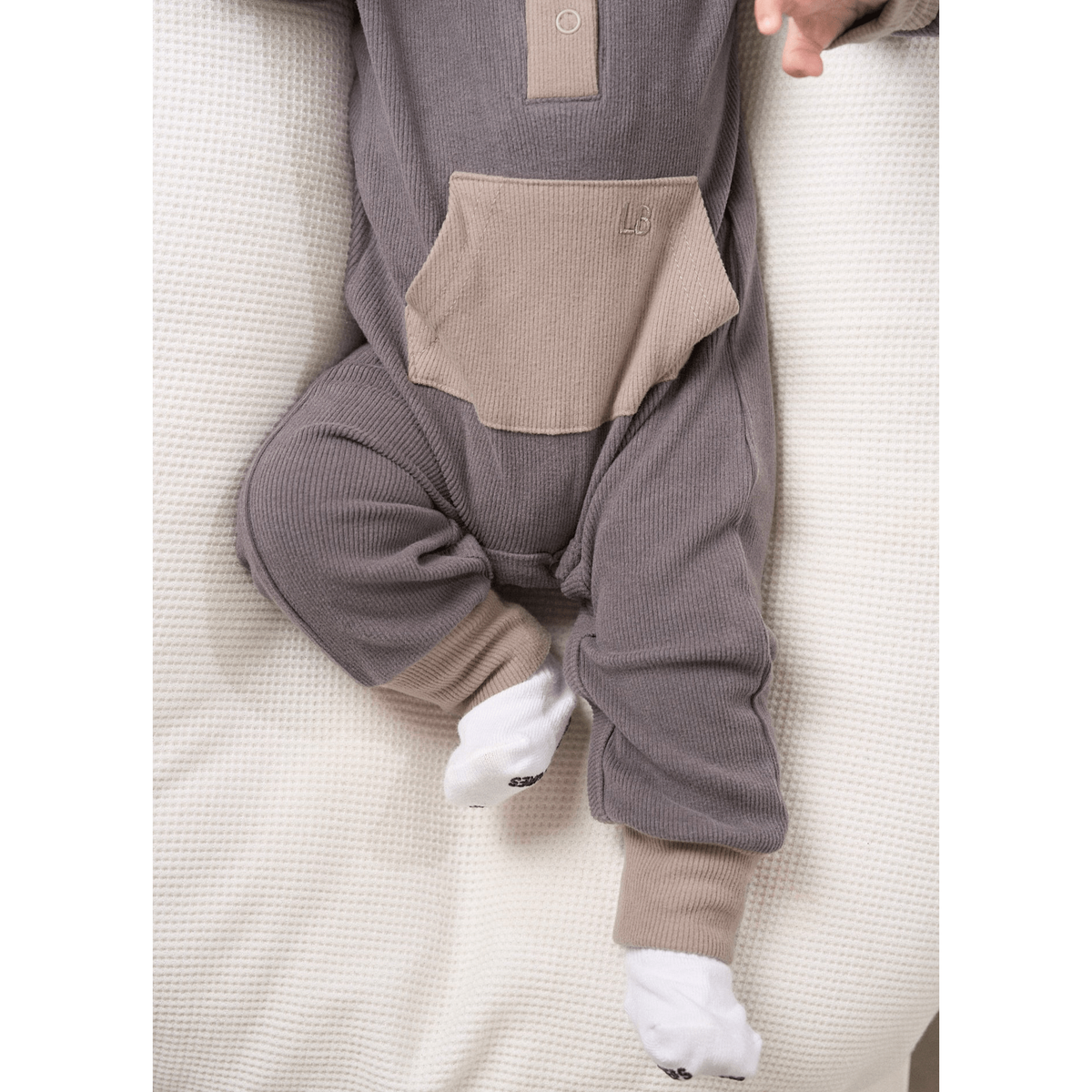 Colorblock Ribbed Romper - Graphite
