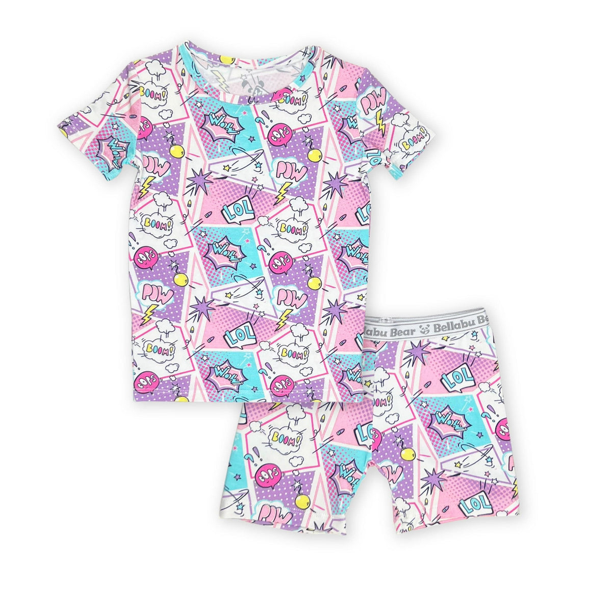 Comic Purple Bamboo Kids Pajama Short Set