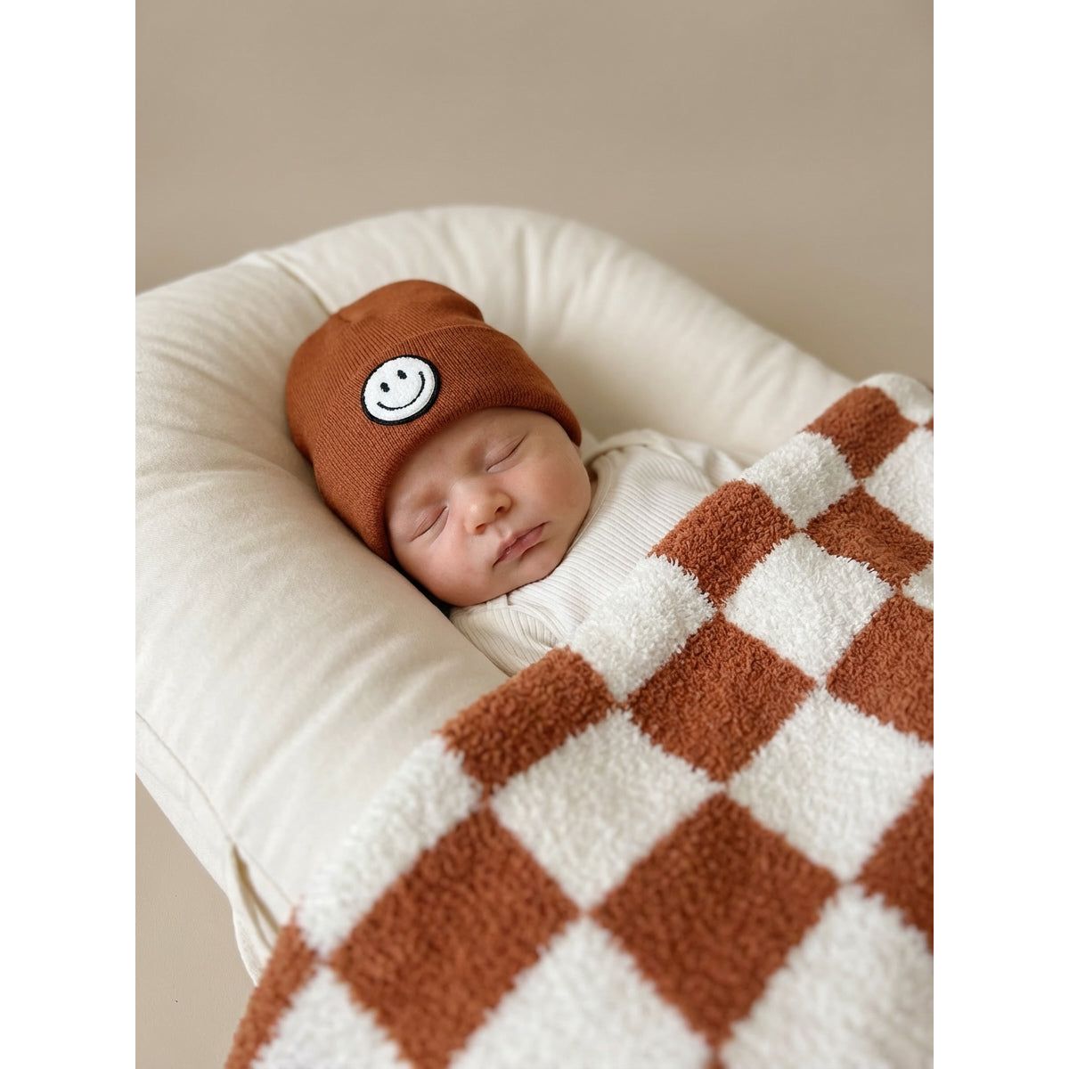 Checkered Plush Blanket | Copper