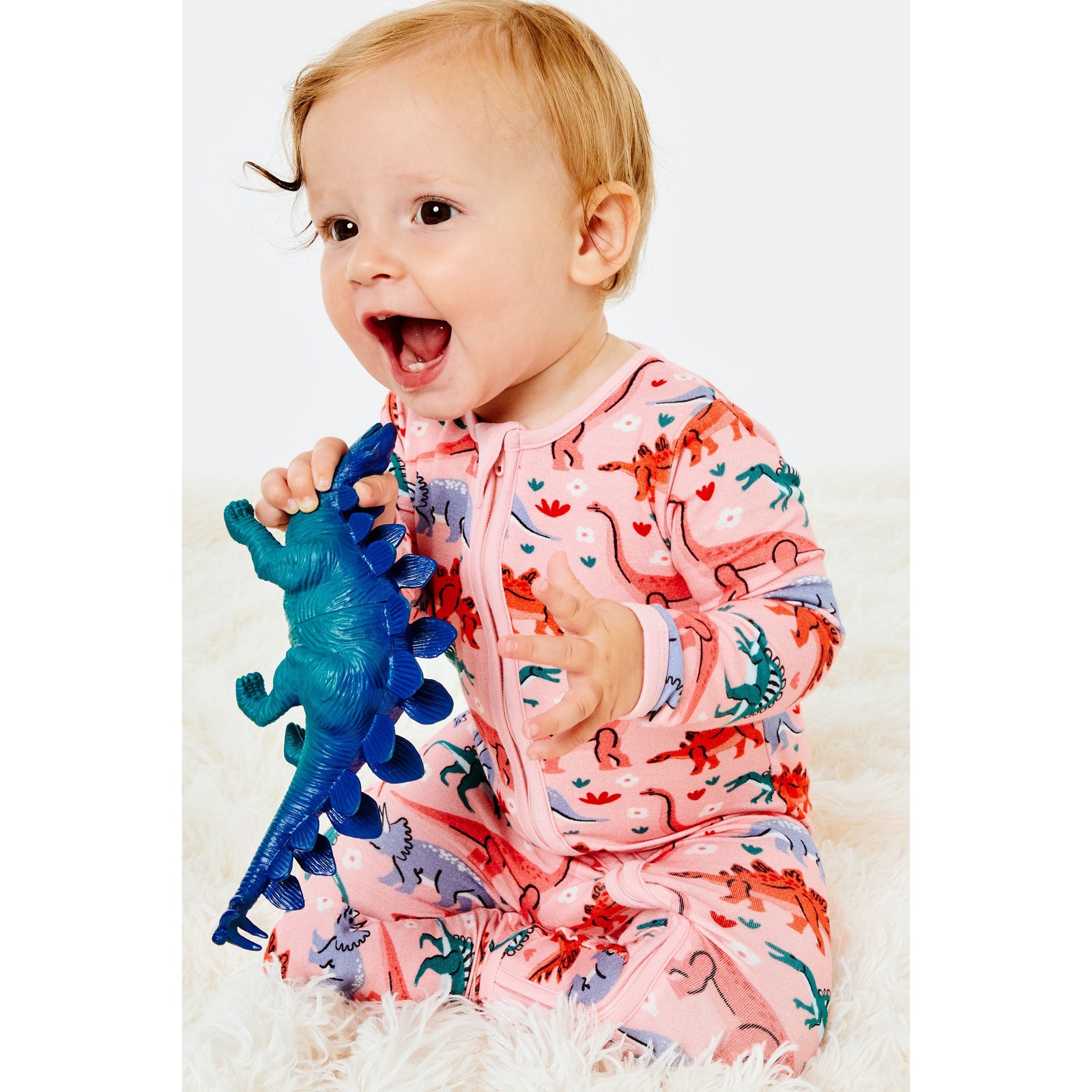 Soft & Stretchy Zipper Footie - Dinosaur Garden