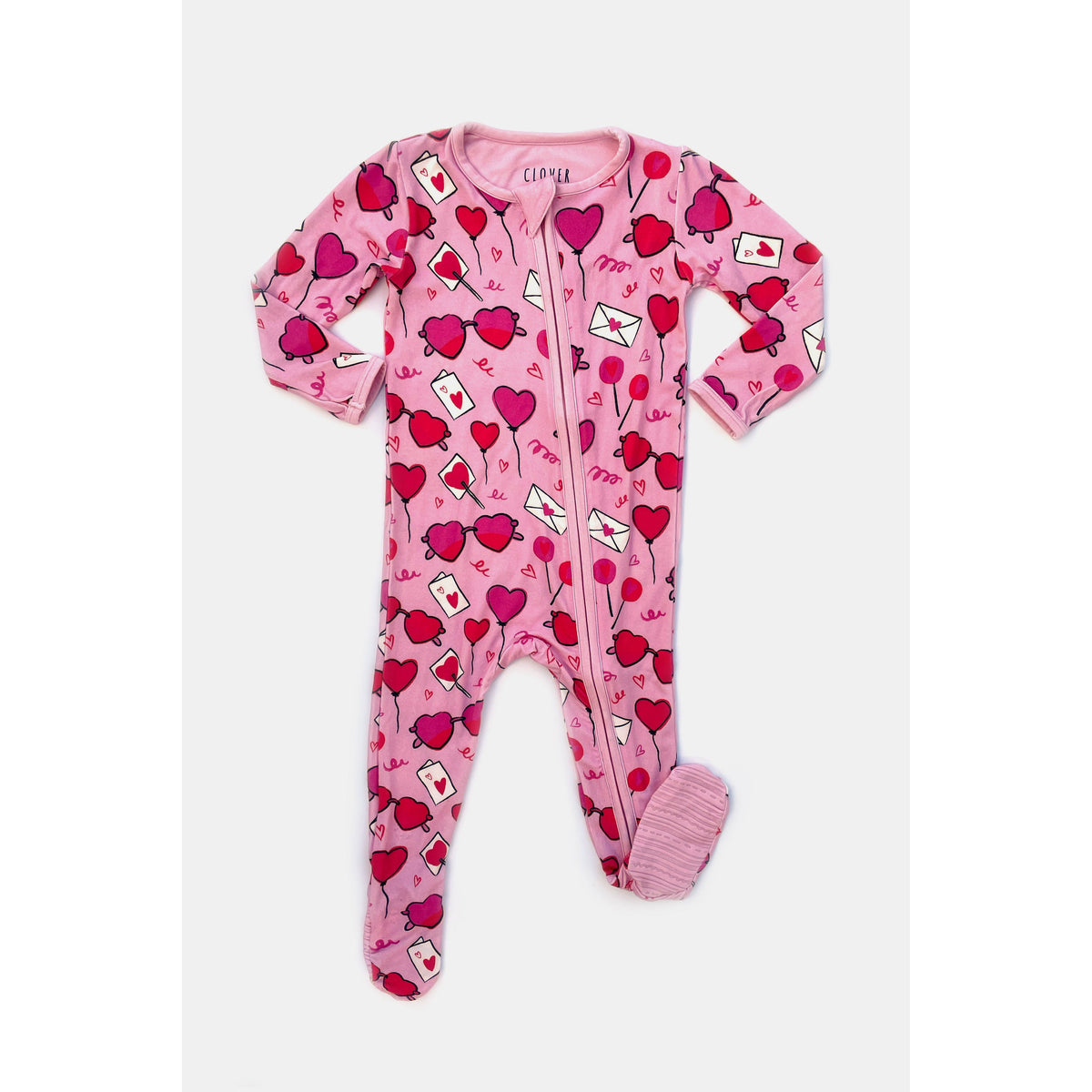 Soft &amp; Stretchy Zipper Footie - Heart Party