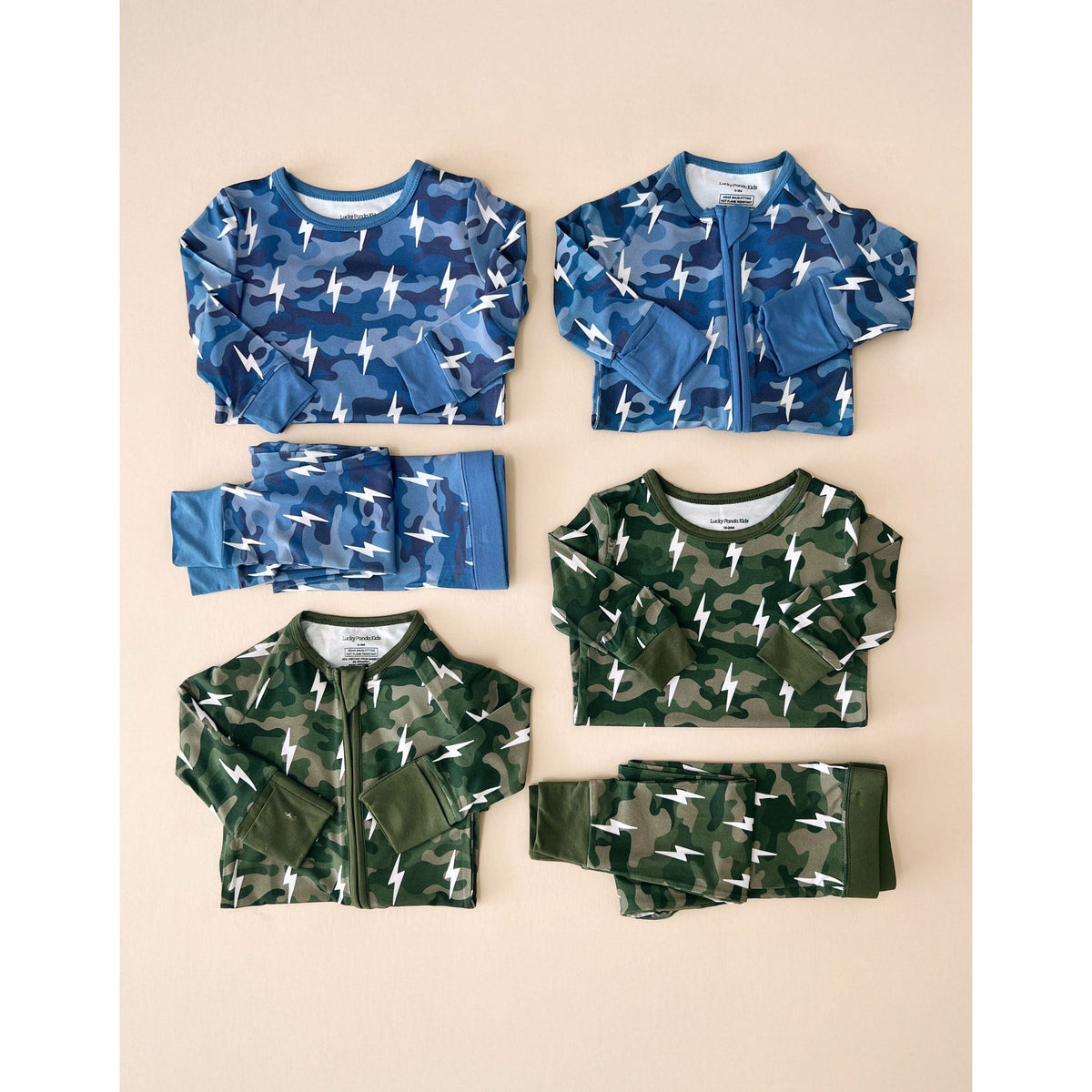 Bamboo Two Piece Set | Blue Camo Bolts