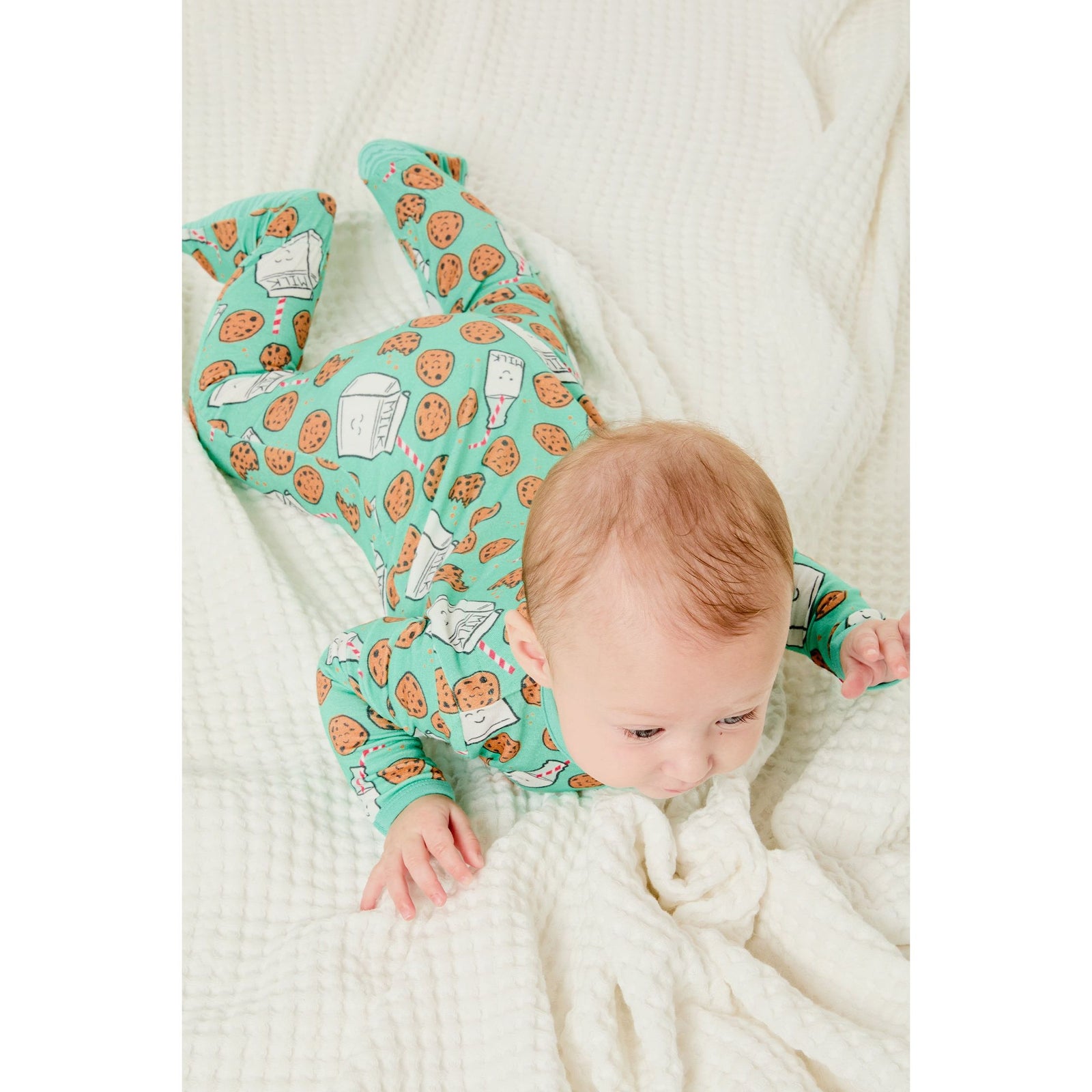Soft & Stretchy Zipper Footie - Milk and Cookies