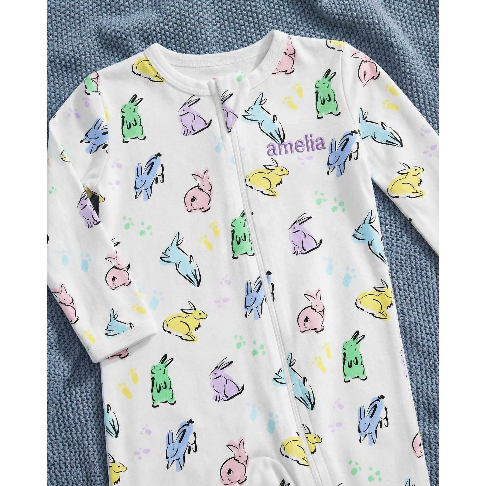 The Organic Zipper Footie [Bunny Hop]