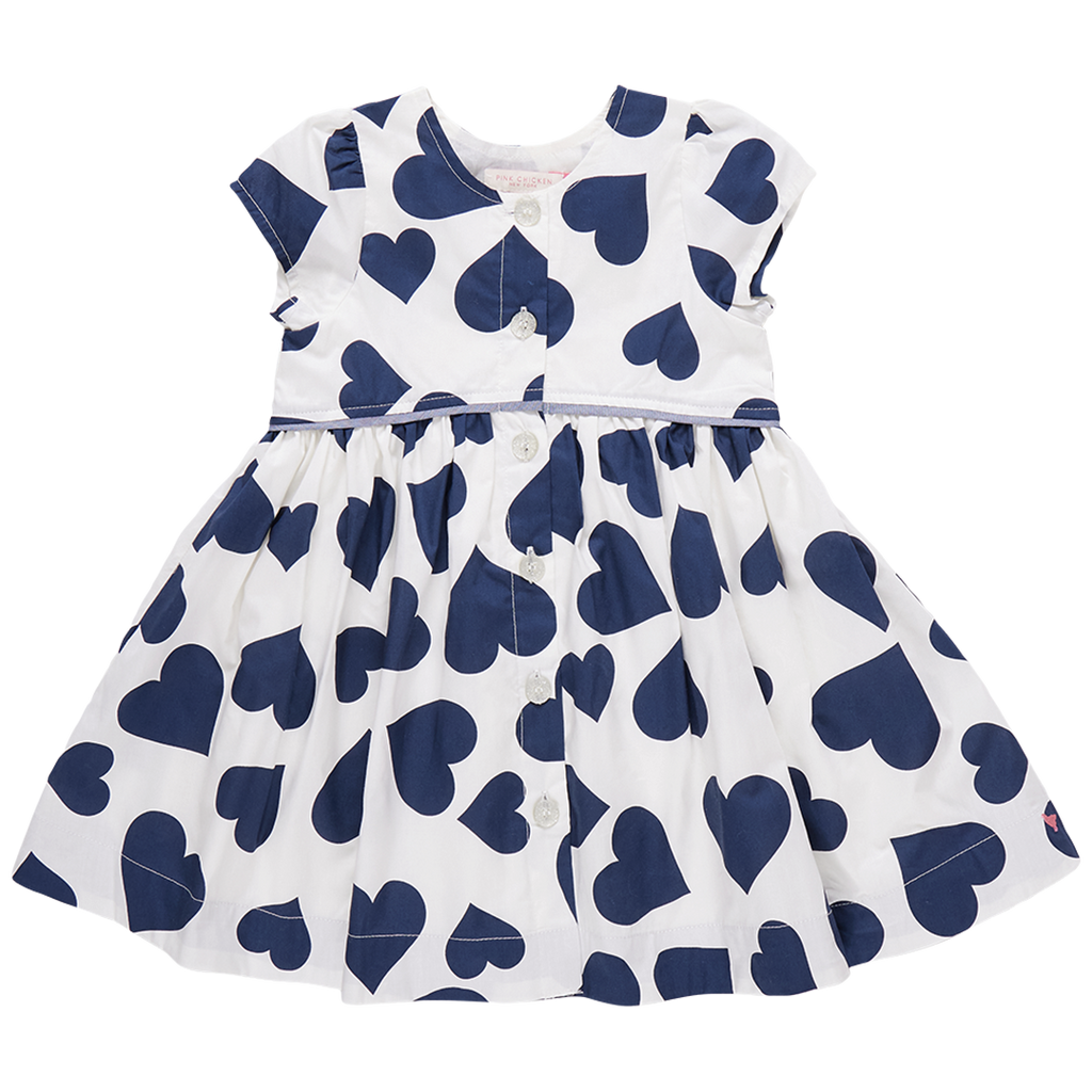 girls fatima dress | navy tossed hearts