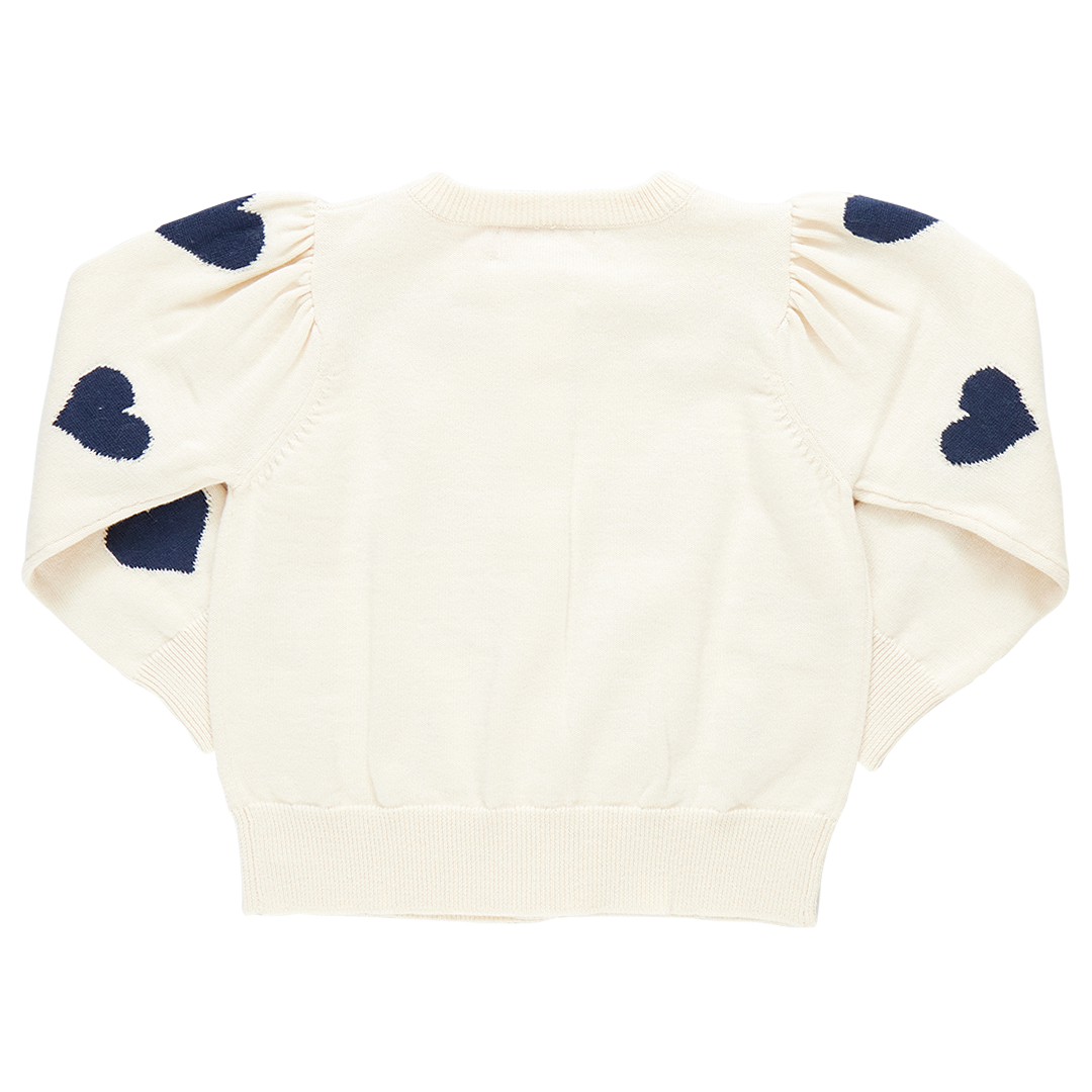 girls constance sweater | navy tossed hearts