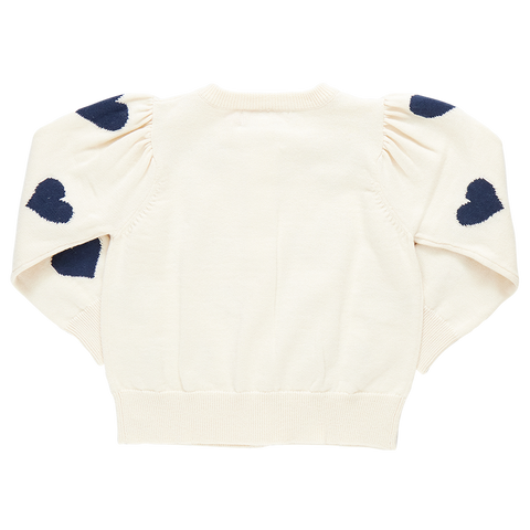 girls constance sweater | navy tossed hearts