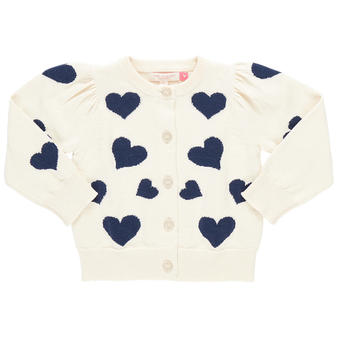 girls constance sweater | navy tossed hearts