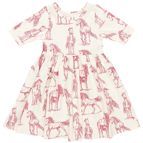 girls organic steph dress | vintage rose horses