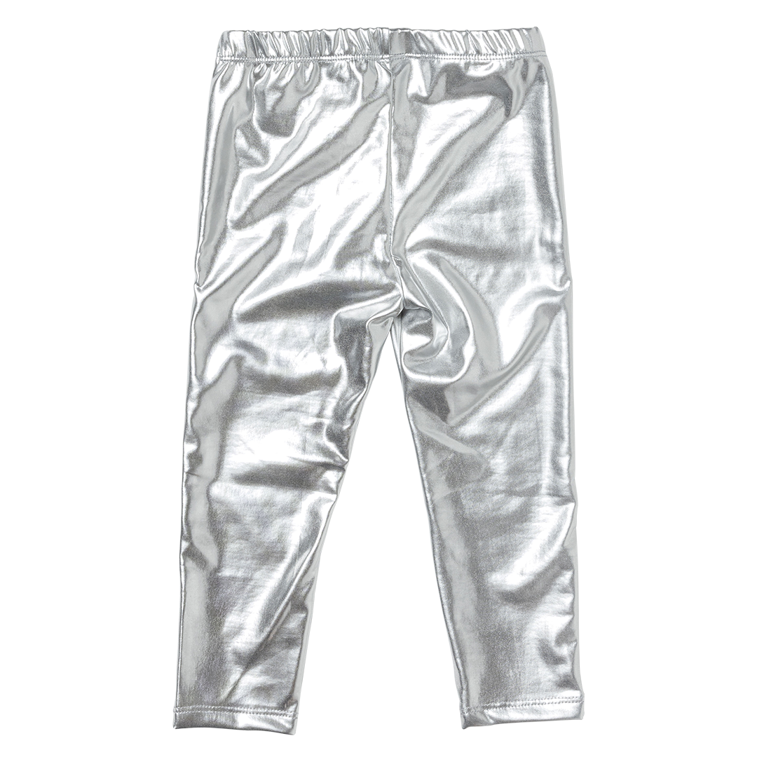 girls lame legging | silver