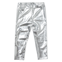 girls lame legging | silver