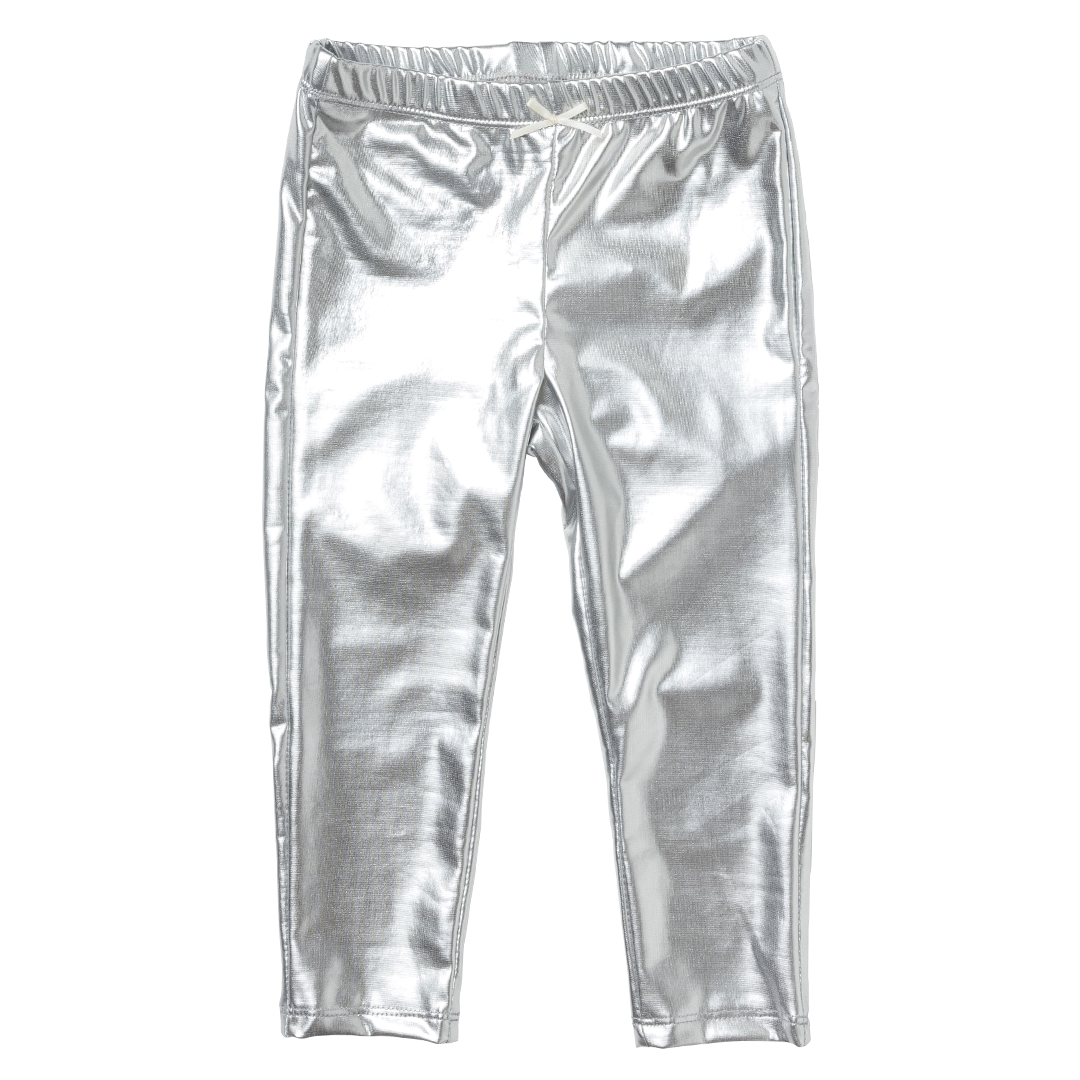 girls lame legging | silver