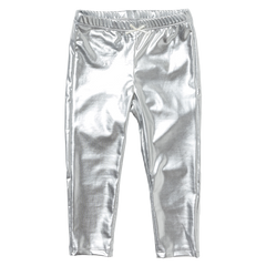 girls lame legging | silver
