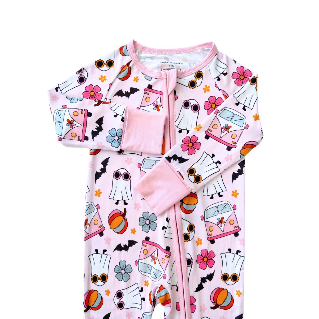 Bamboo Zip Romper | Retro Ghost