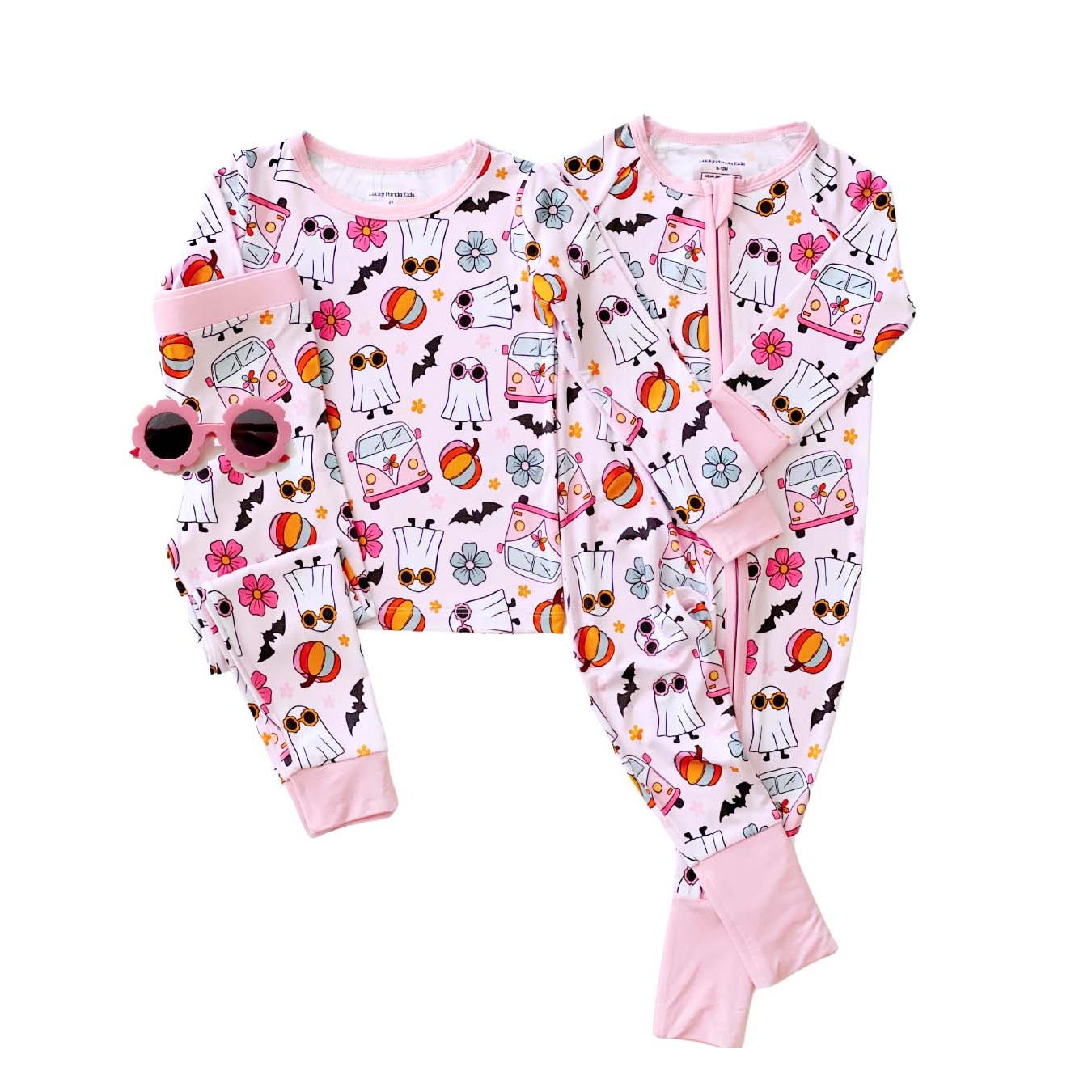 Bamboo Zip Romper | Retro Ghost