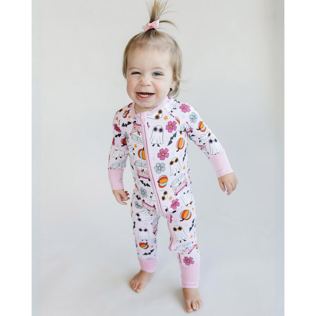 Bamboo Zip Romper | Retro Ghost