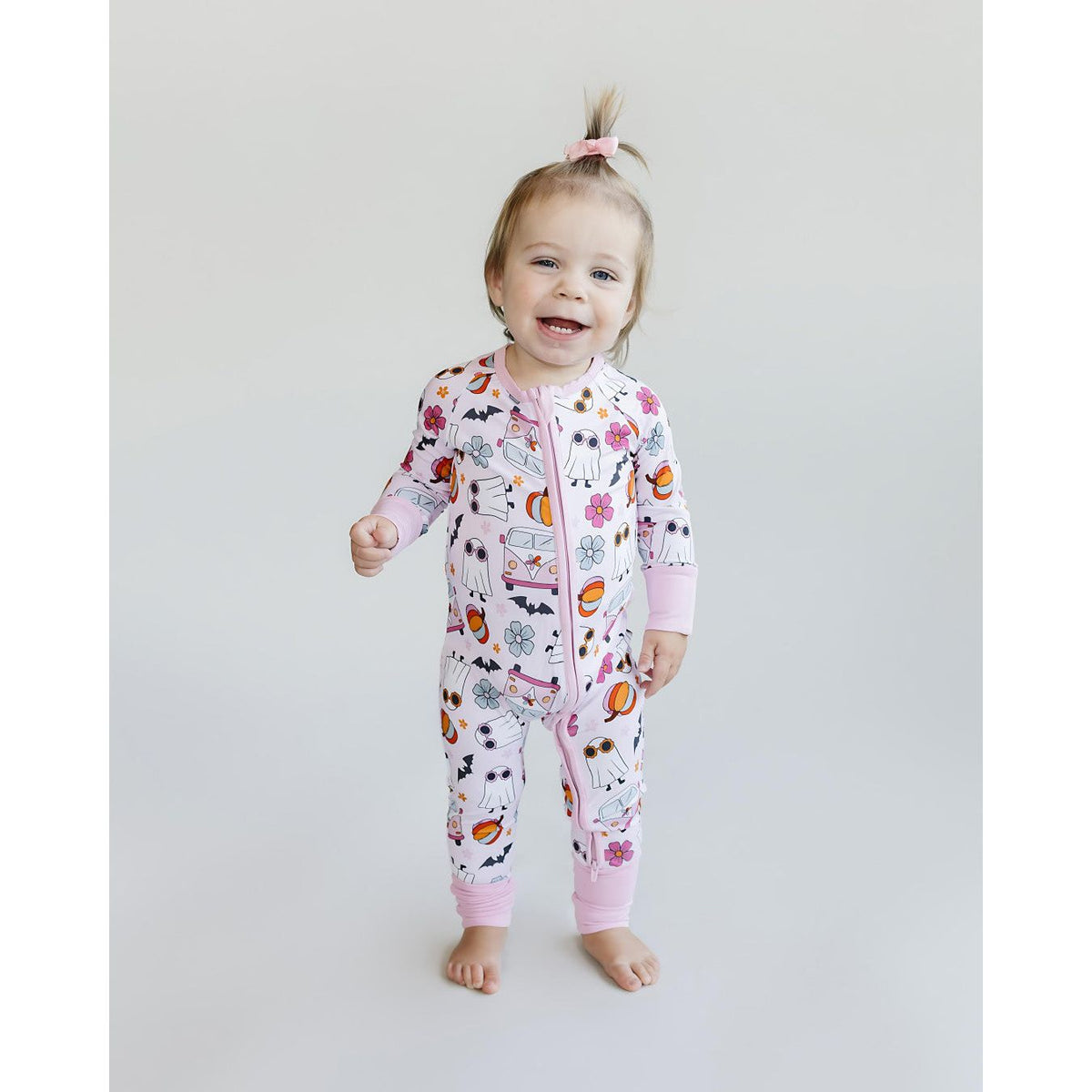 Bamboo Zip Romper | Retro Ghost