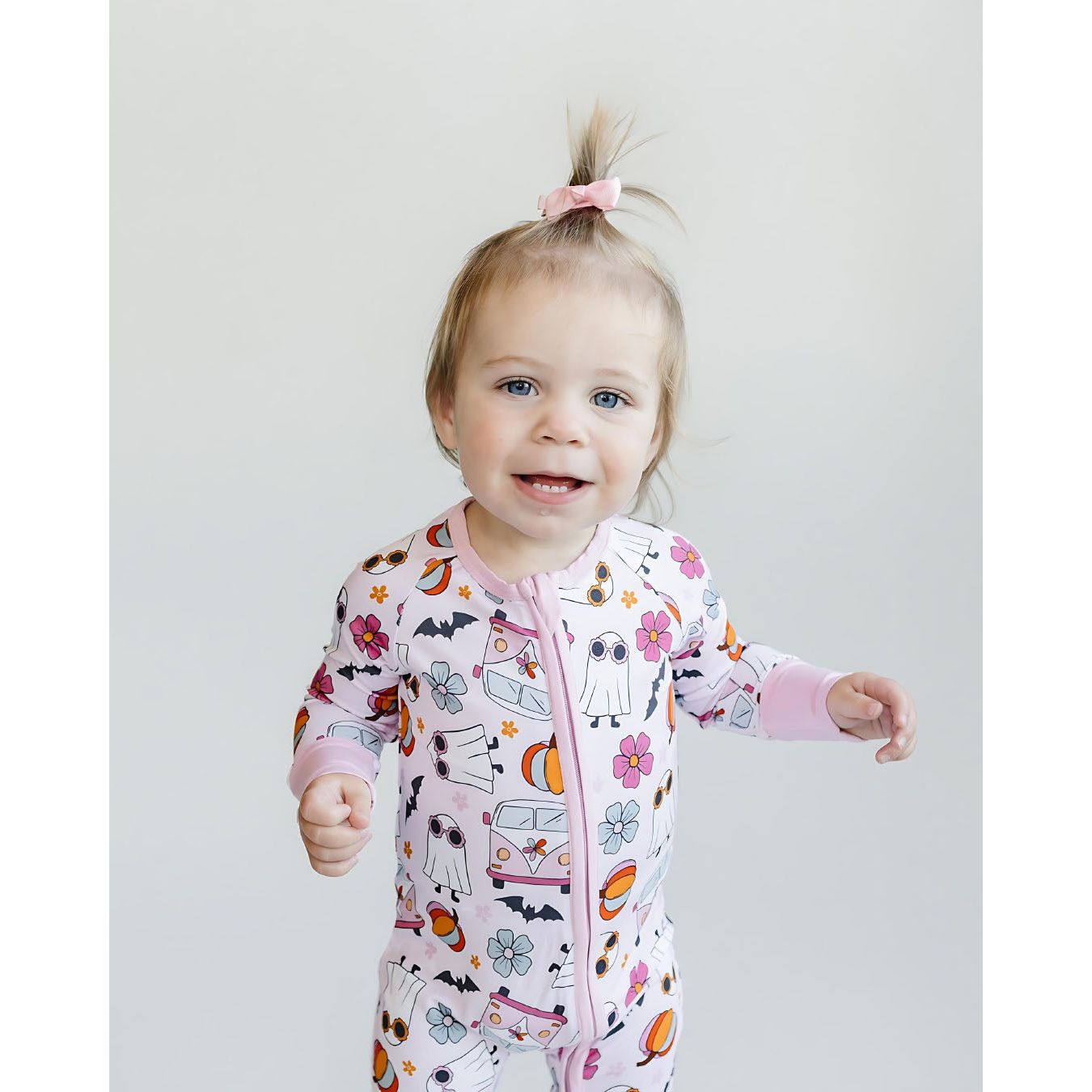 Bamboo Zip Romper | Retro Ghost