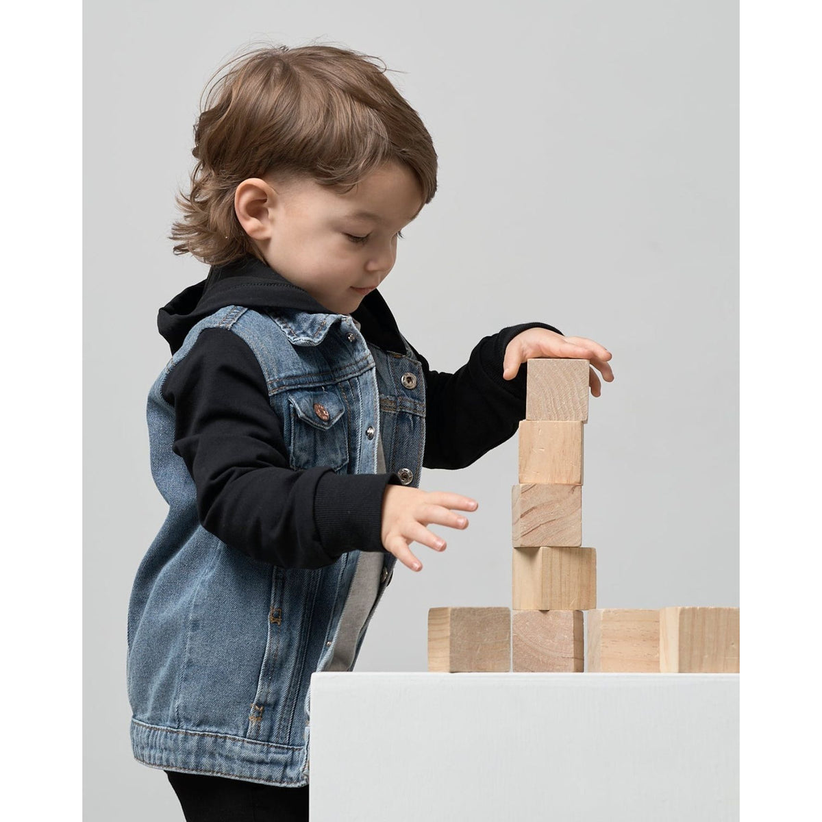 Hooded Denim Jacket - Black