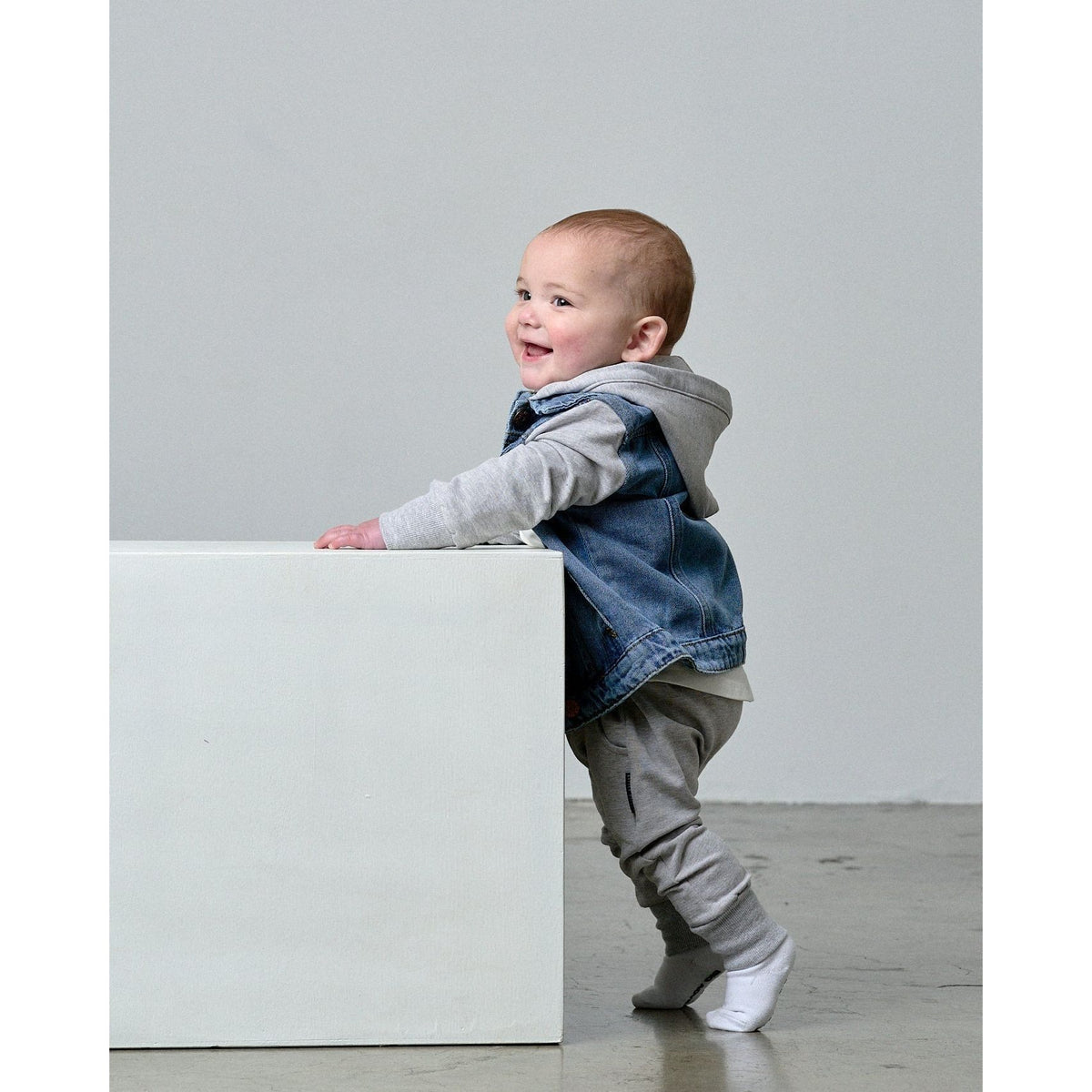 Hooded Denim Jacket - Grey