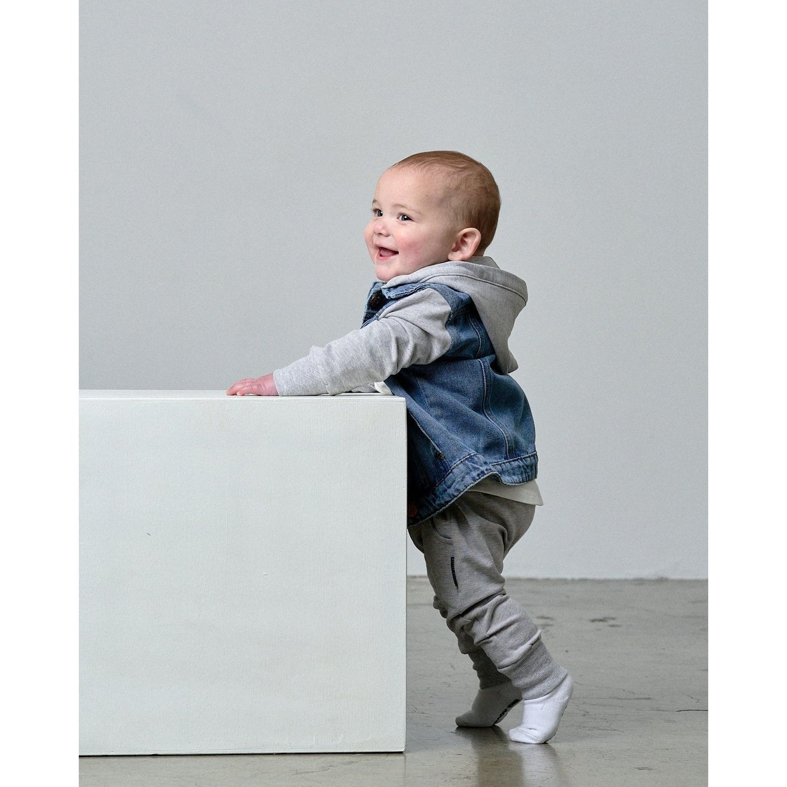 Hooded Denim Jacket - Grey