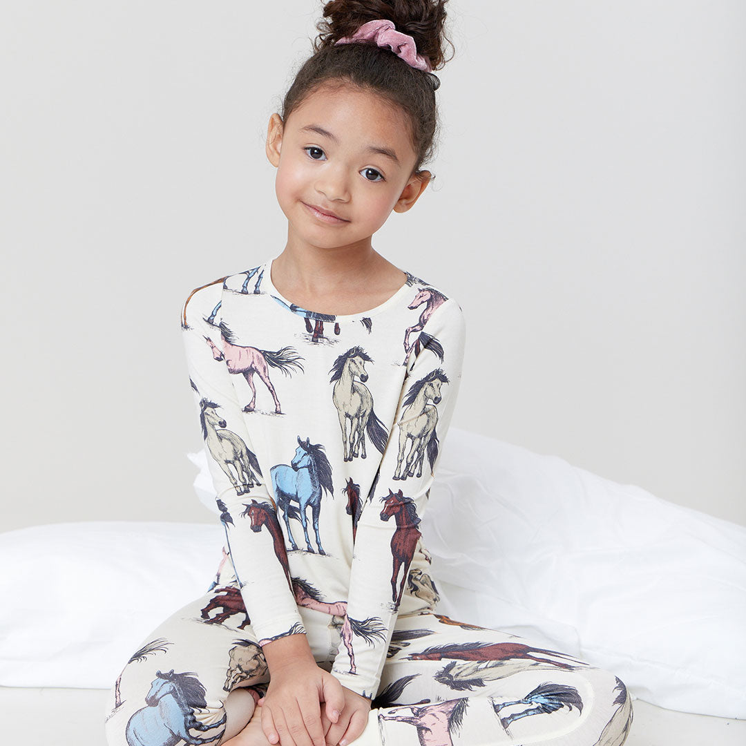 bamboo pj set | multi horses