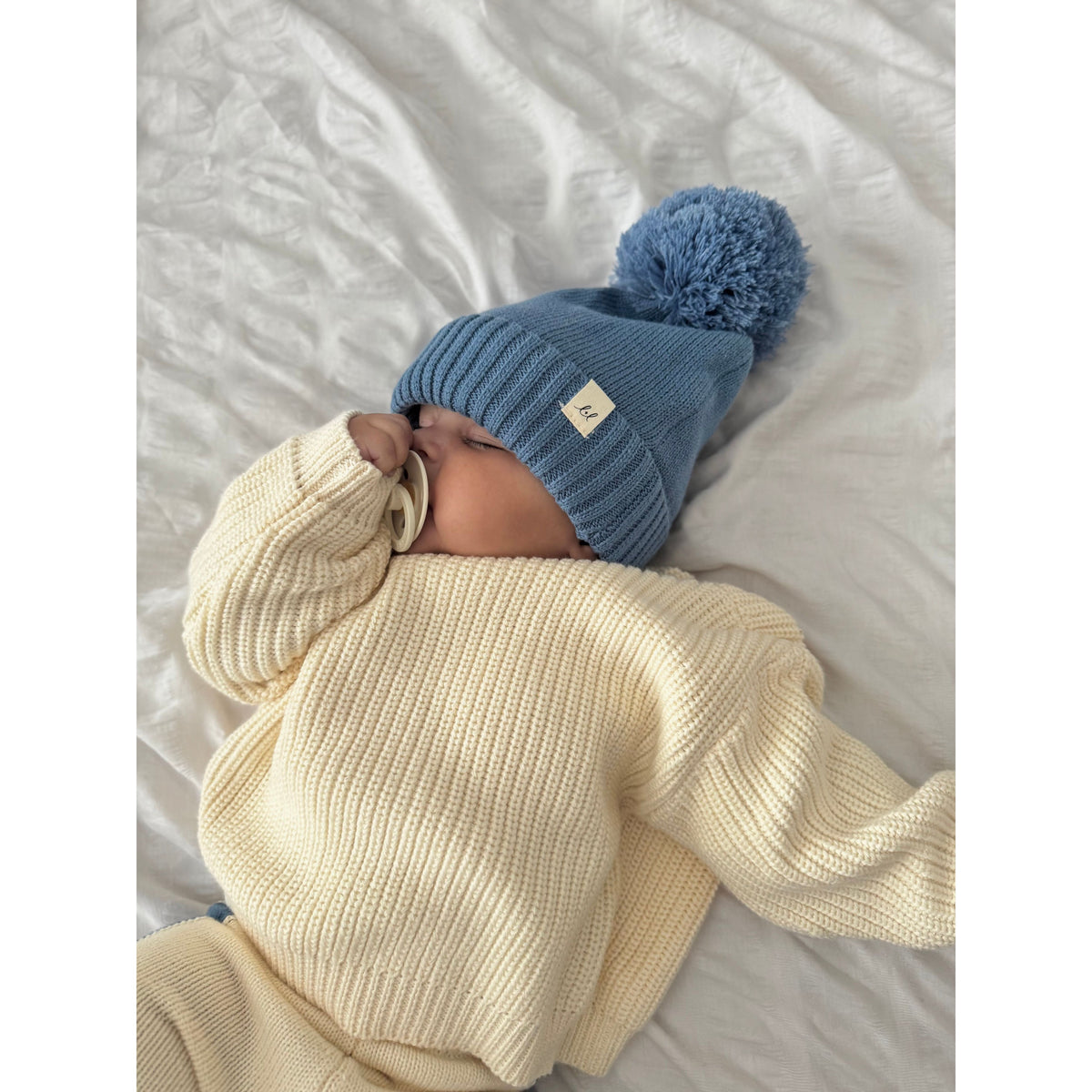 Luna + Luca Pom Beanie - Denim Blue
