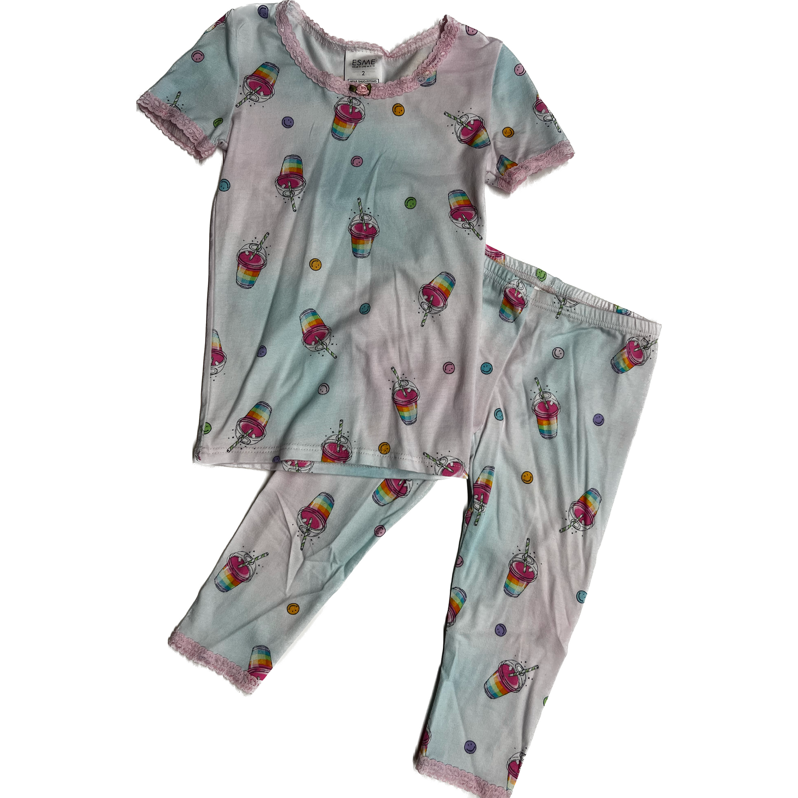 short sleeve pajama set in sherbert smoothie