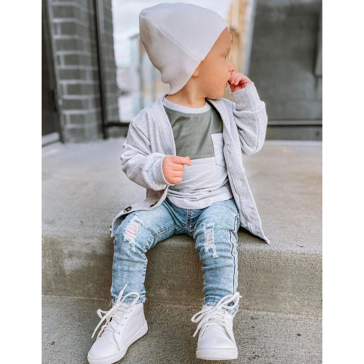 Light Wash Distressed Denim