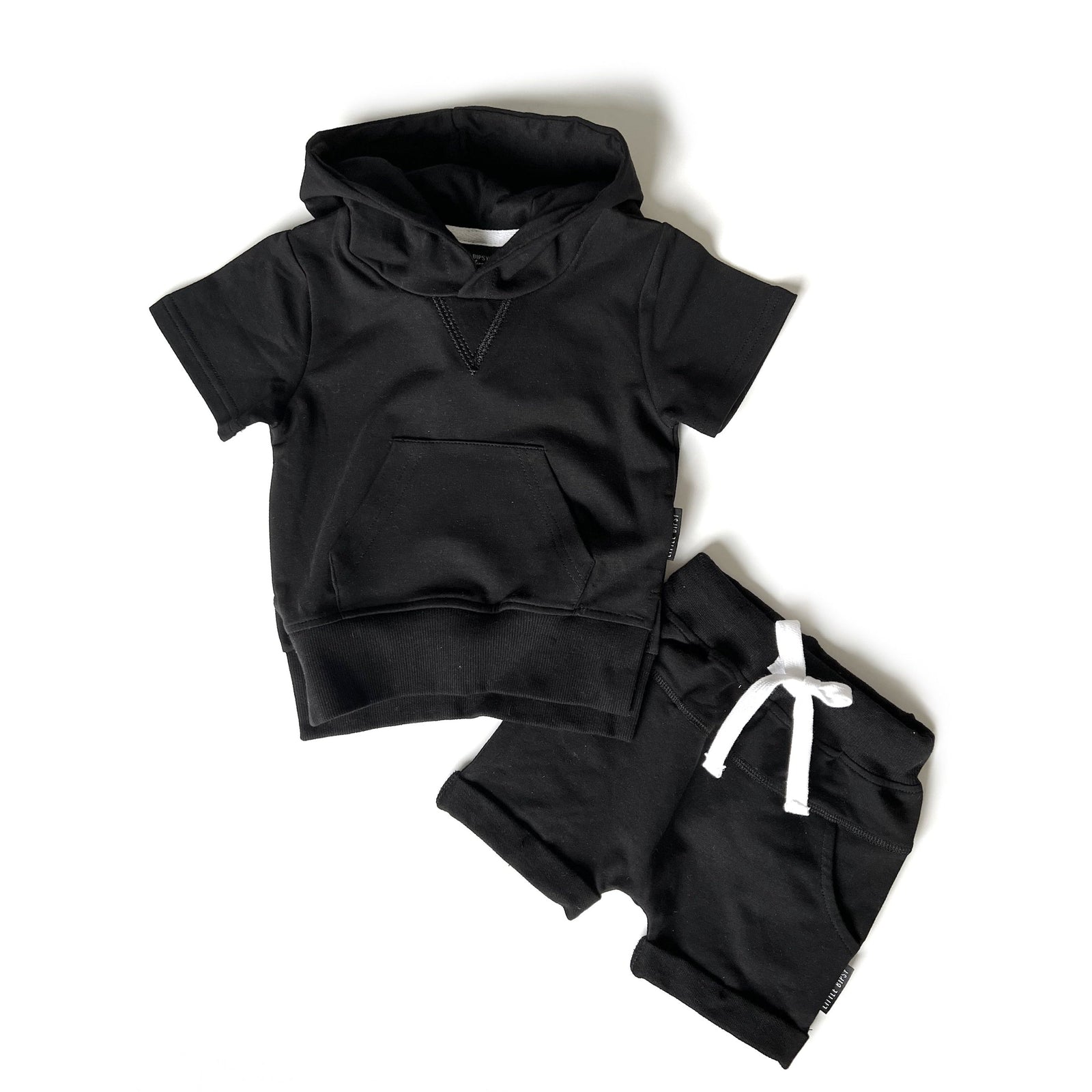 Short Sleeve Hoodie - Black